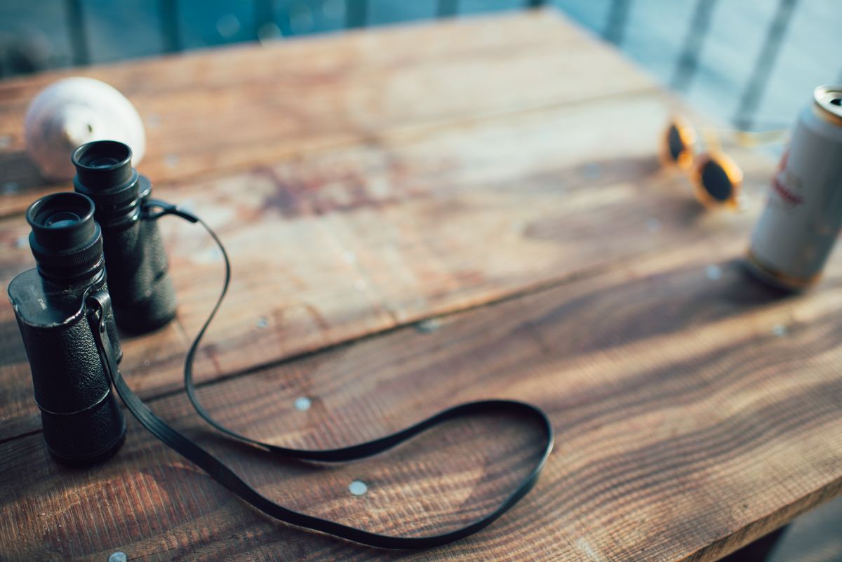 Binoculars on the table