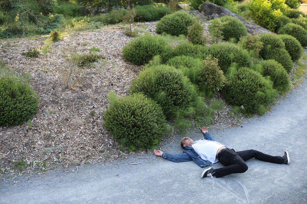 Lying in the garden path